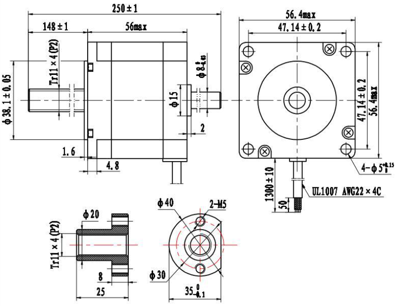 Specification and dimensional drawing of micro stepper motor -57mm screw linear stepper motor external drive motor CNC engraving machine automation special design drawings