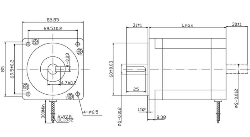 nema 34 stepper motor dimensions