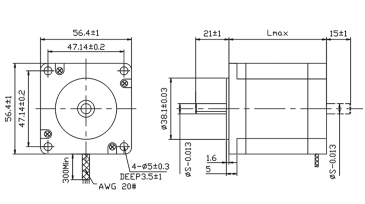 57mm three-phase stepper motor dimensions - nema 23 stepping motor dimensions