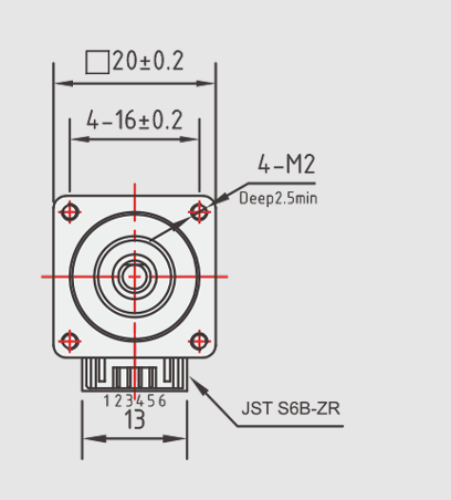 Dimensional drawing of 0.02Nm, 0.04Nm, 0.05Nm 20mm Nema 8 stepper motor