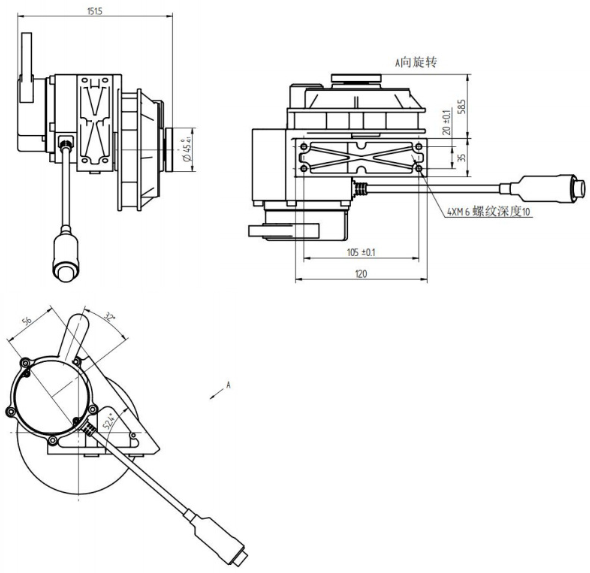 Dimensional drawing of high-precision permanent magnet synchronous geared motor