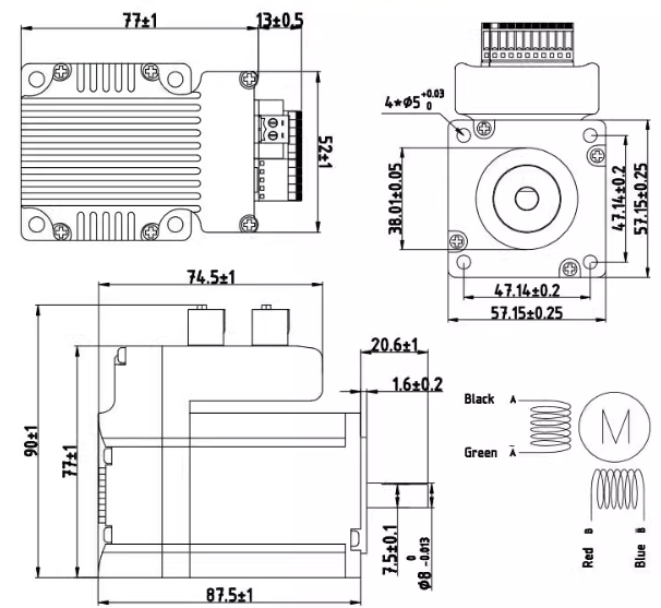 Nema23 high precision 57 closed-loop stepper servo motor all-in-one machine 1000 line encoder 2Nm 3Nm high torque motor dimensions