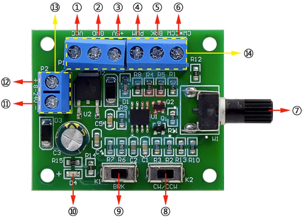 PWM speed control plate with drive brushless motor DC8-24V brushless DC motor governor