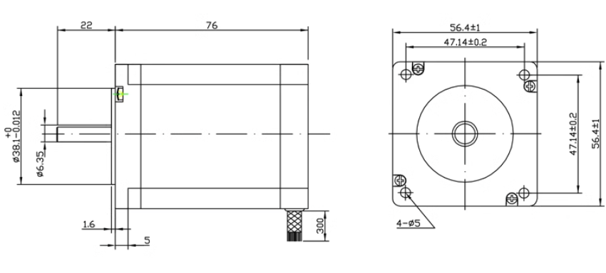 Nema 23 1.8Nm stepper motor dual shaft dimensions