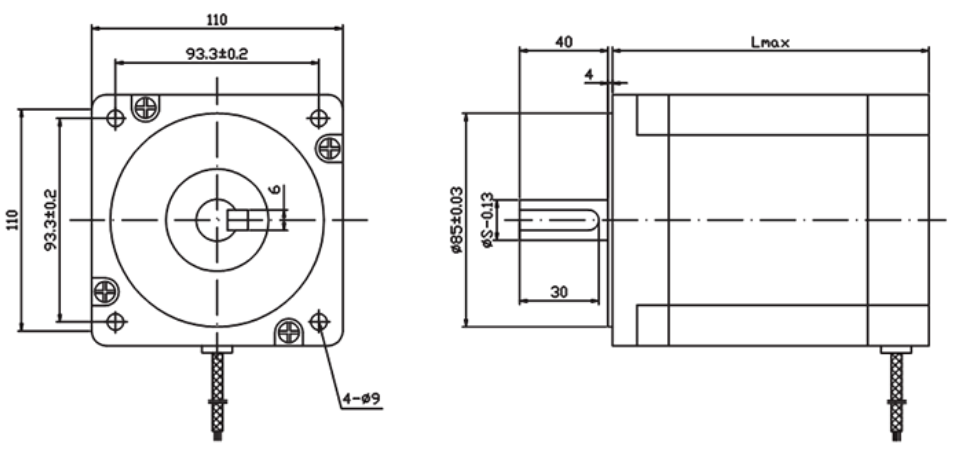 Nema 42 stepper motor dimensions - 110 stepper motor flange size drawing - 3 phase 1.2-degree NEMA 42 standard hybrid stepper motor specification sheet